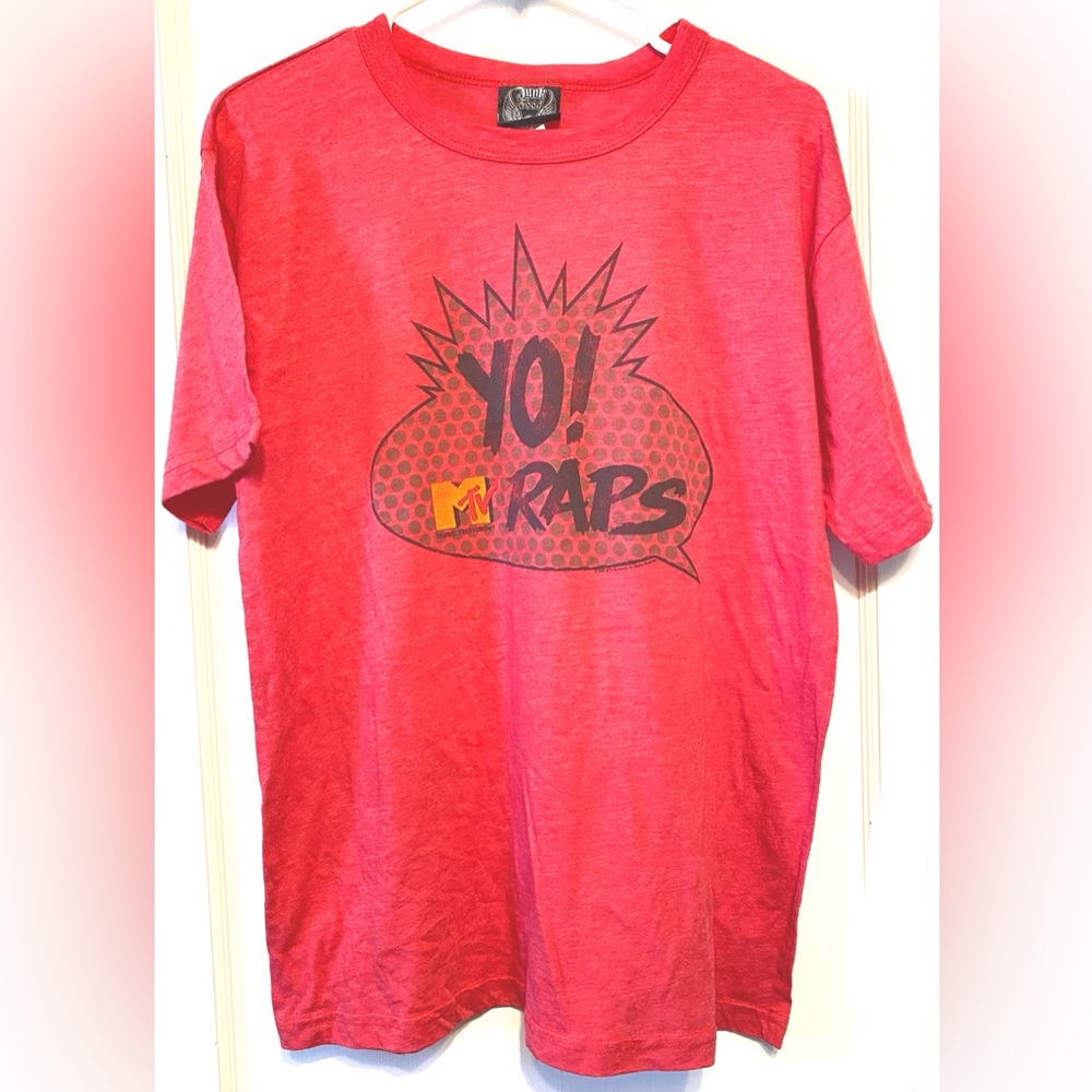 Vintage Y2K 90s Junk Food Yo! MTV Raps Retro Logo Graphic T-Shirt Red Tee Men XL